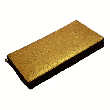 Pochette imitation cuir dorée à l'or 24 carats motif arabesque